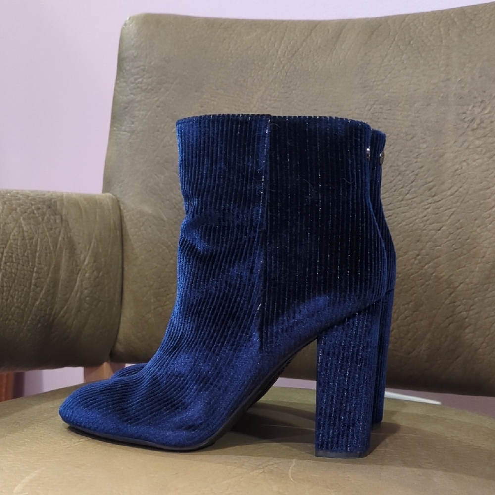 Sam Edelman Navy Velvet Heeled Boots